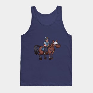 Cartoon Police Officer On Horse Tank Top